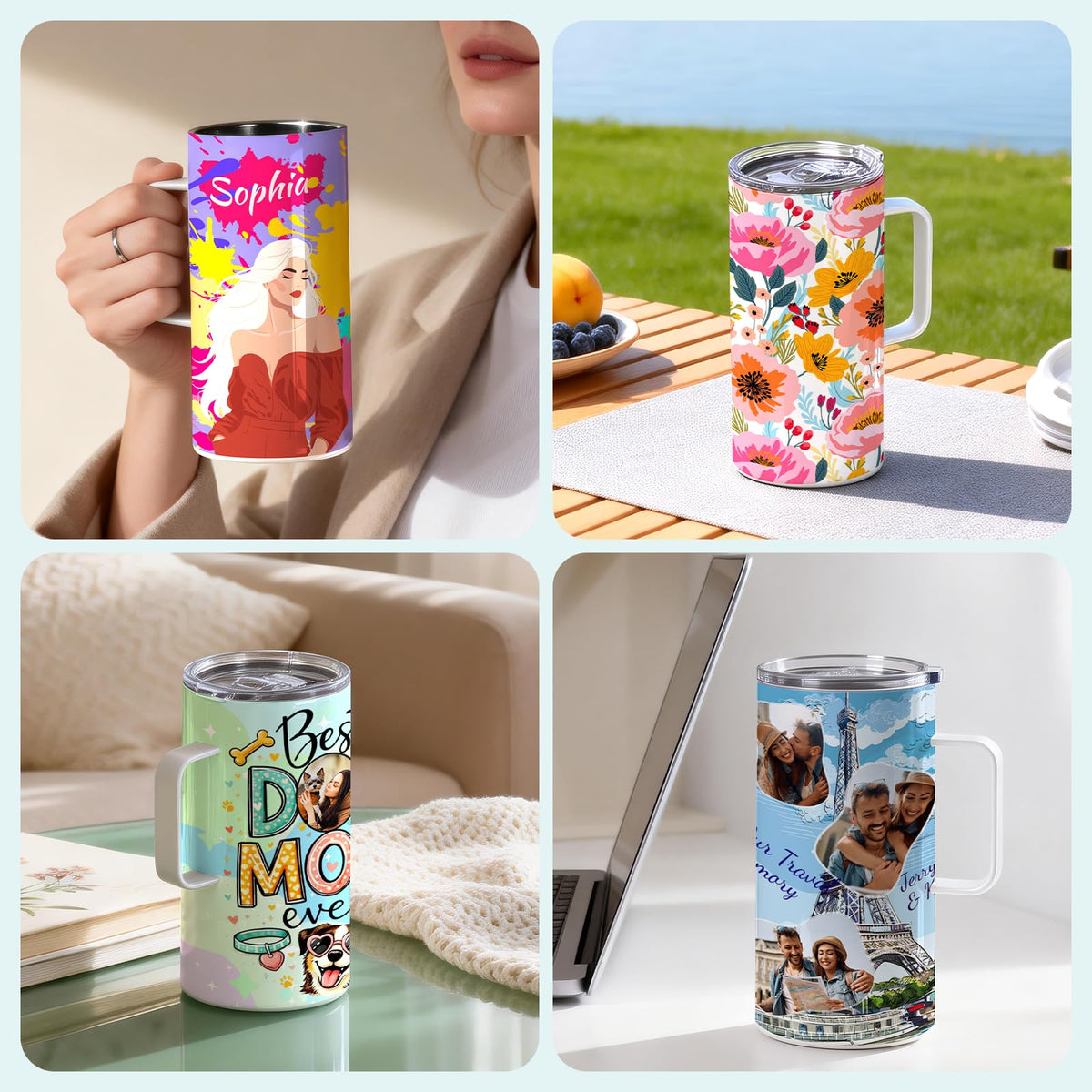 4 Pack 20 OZ Sublimation Tumblers with Printable Handle U6093