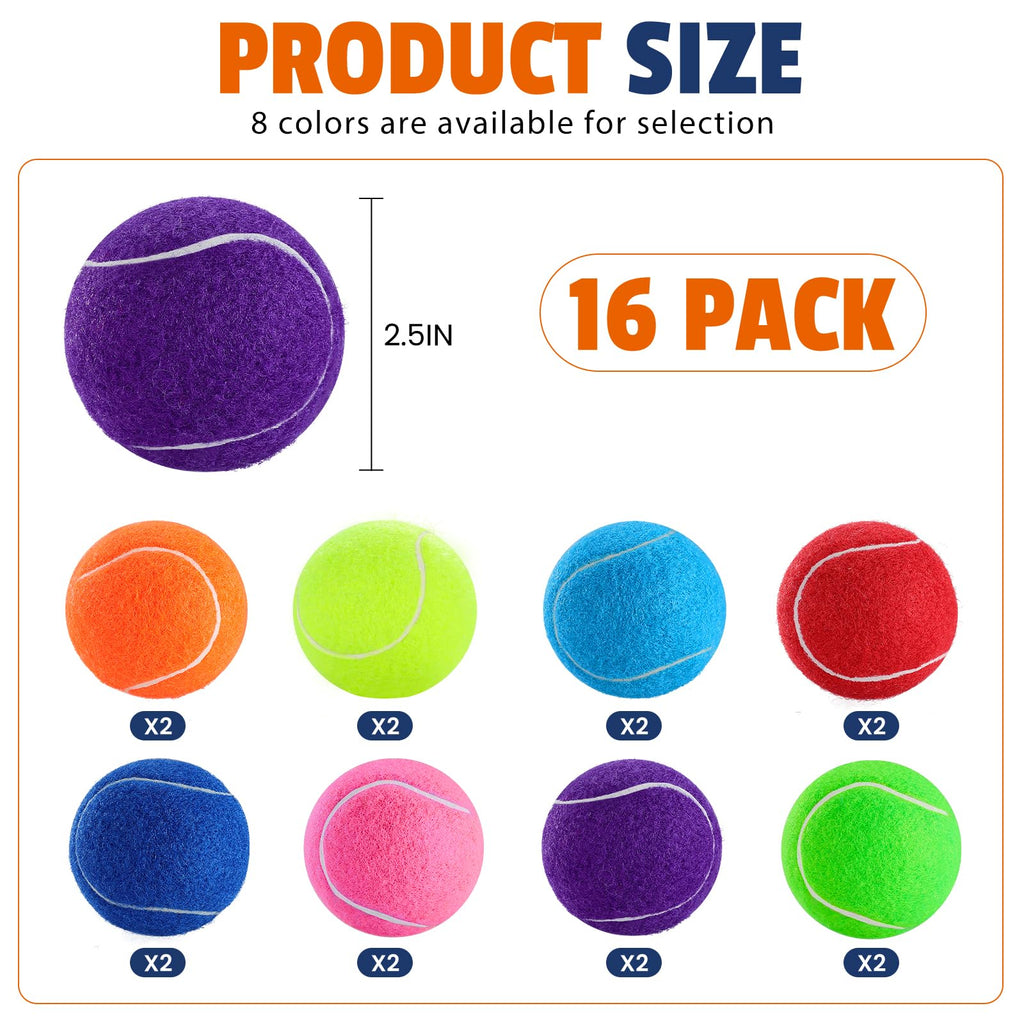 Colorful Tennis Balls for Dogs, 2.5 inches, 16 Pack K190587