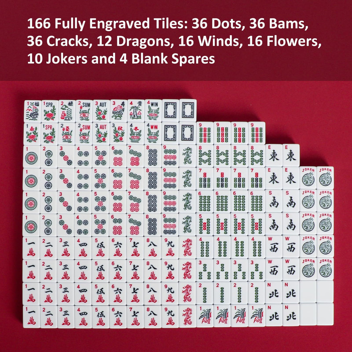 166 White Tiles Mahjong Set with Blue Carrying Bag T798