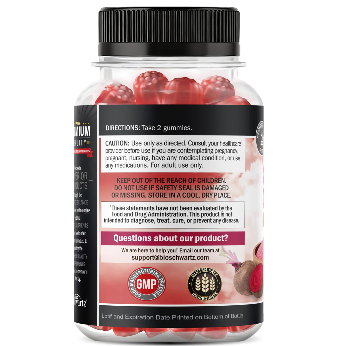 Sugar Free Beet Root Gummies Strawberry Flavor 120 Count H3125