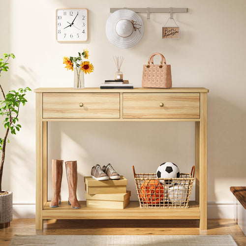 2 Drawer Oak Console Table L324556
