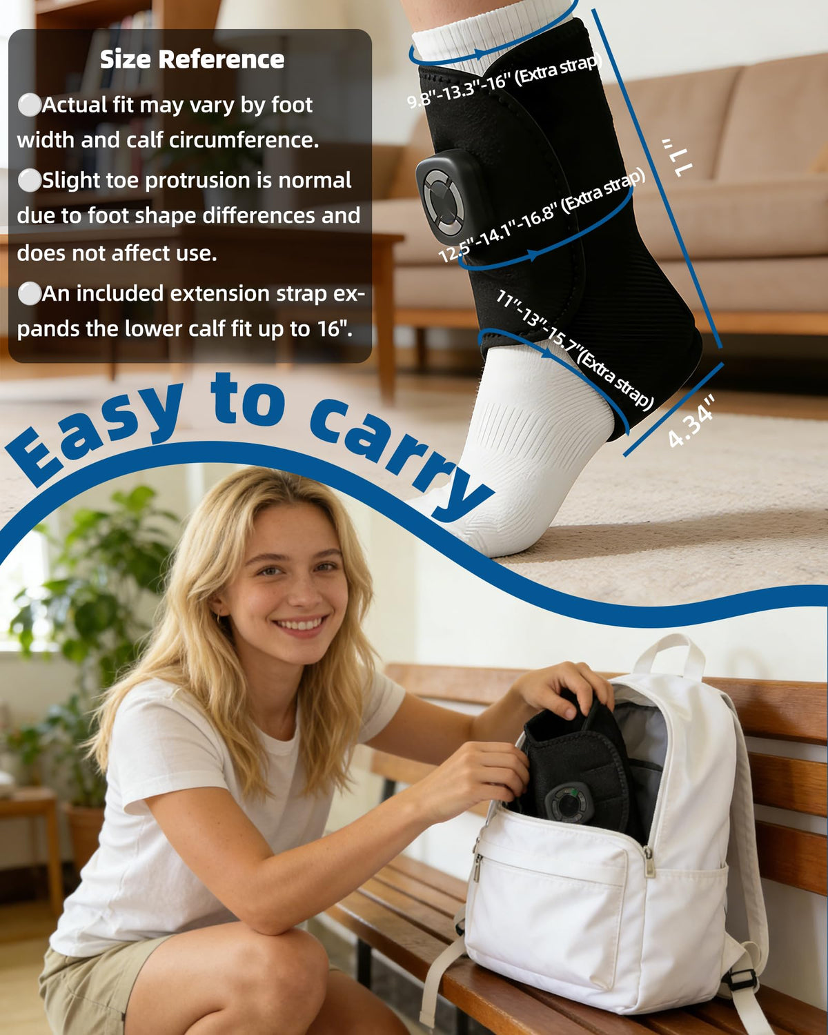 Cordless Air Compression Foot & Ankle Massager with Heat & Vibration M128