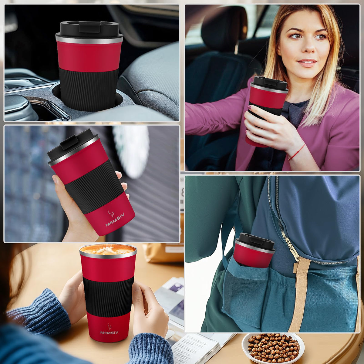 17oz Insulated Travel Coffee Mug with Leakproof Lid W411189
