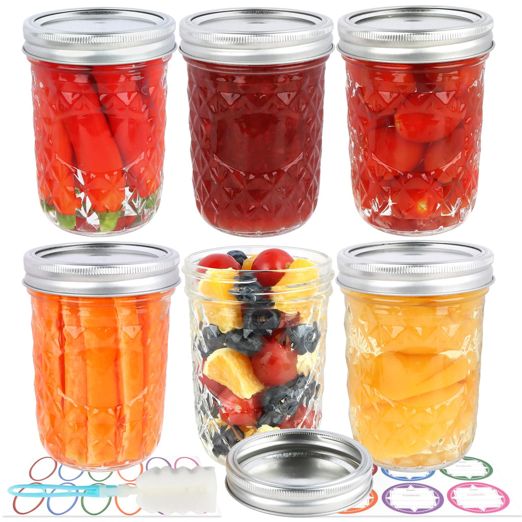 16oz Wide Mouth Mason Jars with Lids 6 Pack W83261