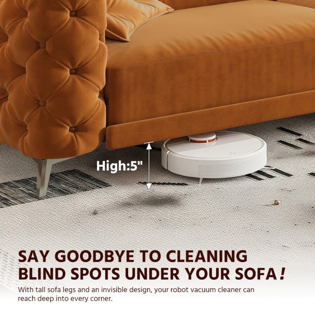 Orange Convertible Pull Out Sofa Bed Velvet Sleeper Sofa B49518