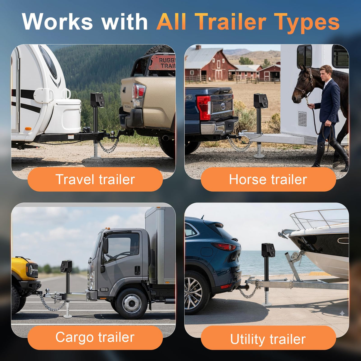 Waterproof Electric Trailer Jack with Built-in Spirit Level C9579