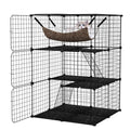 Black 4-Tier Metal Cat Cage with Hammock V228