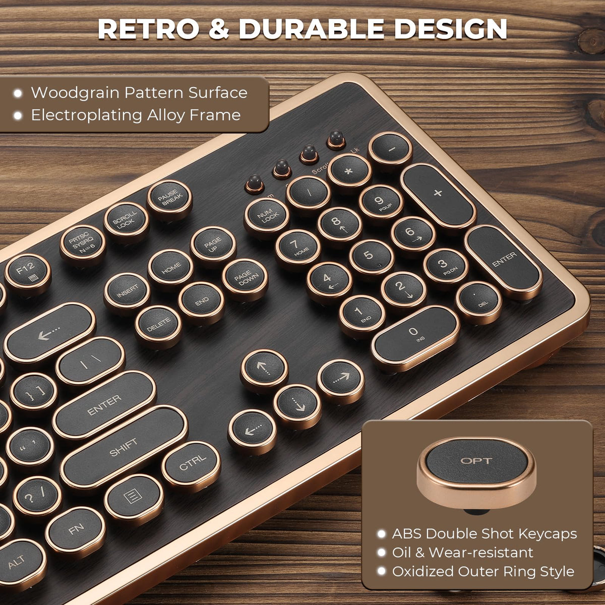 Wired Full-Size 104 Keys Mechanical Keyboard with Round Keycaps C20282