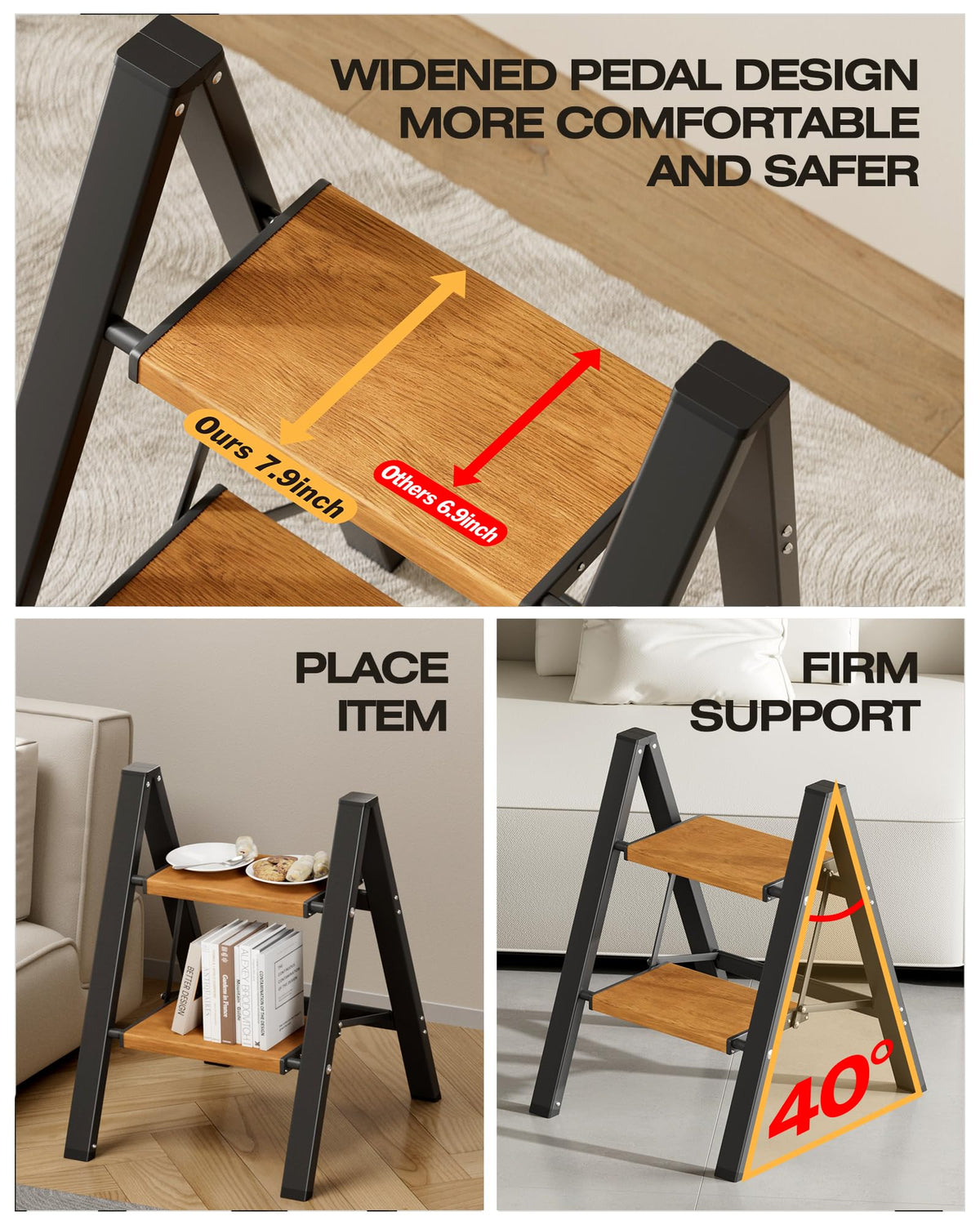 Foldable Aluminum 2 Step Stool R396