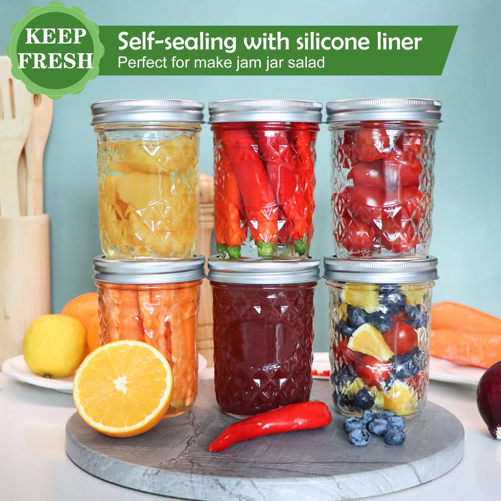 16oz Wide Mouth Mason Jars with Lids 6 Pack W83261