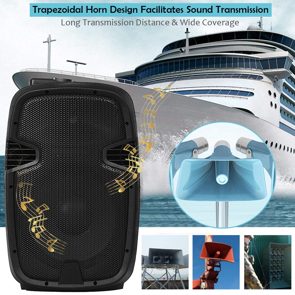 2000W 12" Portable Dual Powered Speakers PA System with Tripod Stands J801675
