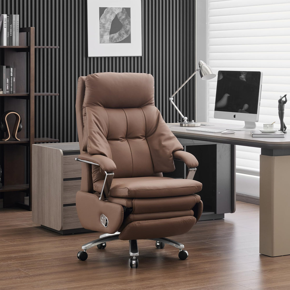 Brown PU Leather Recliner Chair with Footrest 400LBS B110456