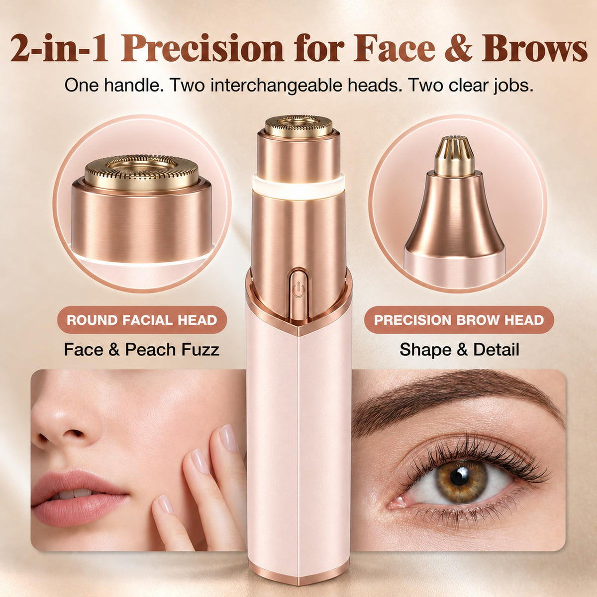 2 in 1 Electric Face Shaver with LED Light B771