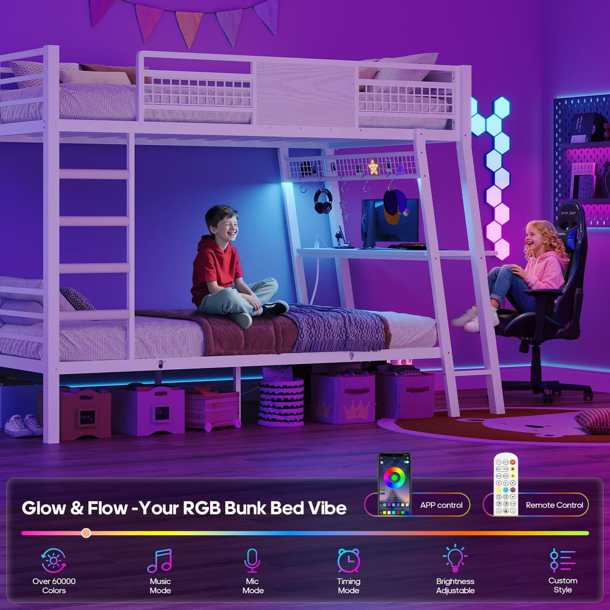 Twin Over Twin Bunk Beds with Desk D1368