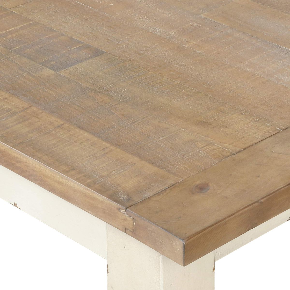 Antique White Two-Tone Oak Wood Dining Bench X2030