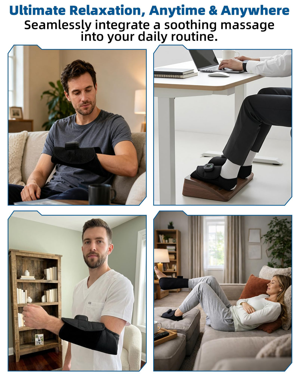 Cordless Air Compression Foot & Ankle Massager with Heat & Vibration M128