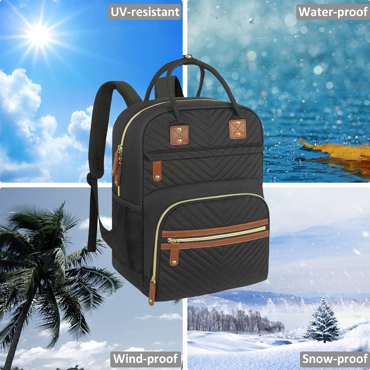 Diaper Bag Backpack with Insulated Pockets Black I3670