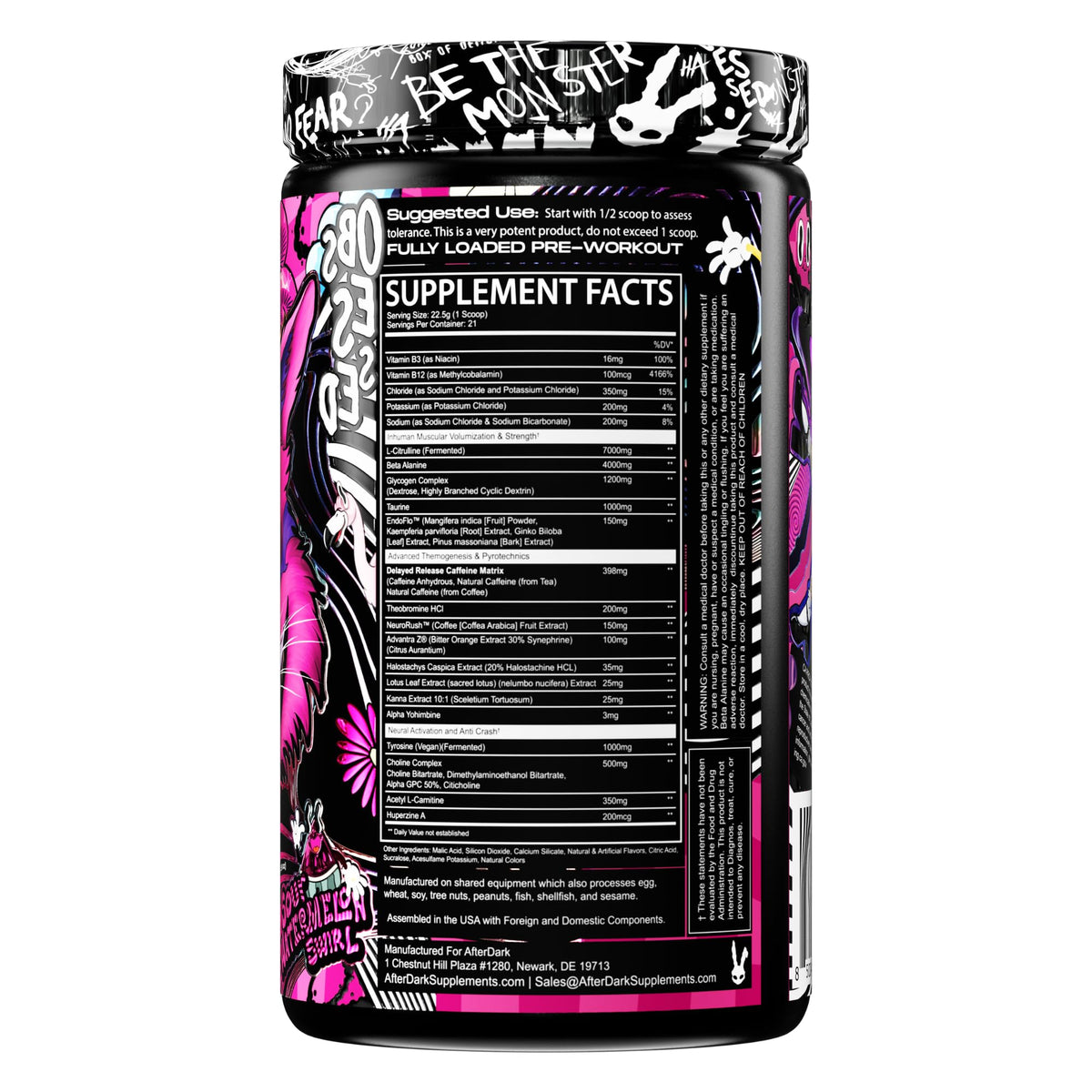 Vegan Gluten-Free Pre-Workout Powder Sour Watermelon Swirl T7666