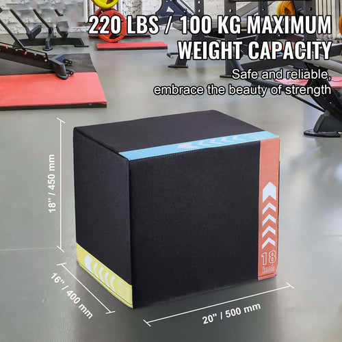 20/18/16 Inch Black Anti-Slip Plyo Box U643
