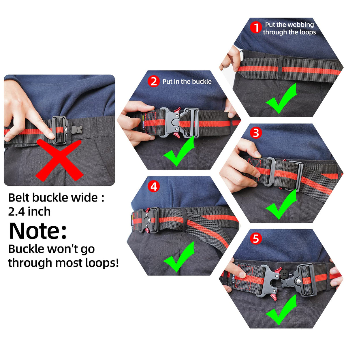 2" Nylon Web Work Tool Belt with Quick Release Metal Buckle S650
