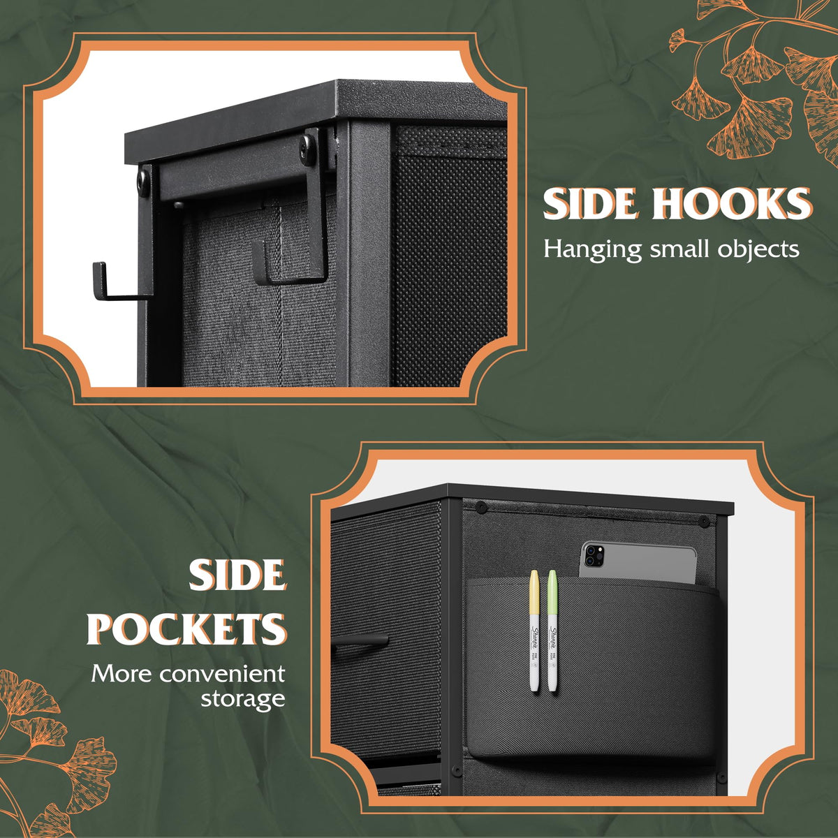Black 10 Drawer Fabric Dresser W920