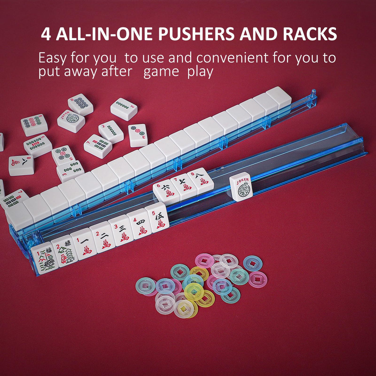 166 White Tiles Mahjong Set with Blue Carrying Bag T798