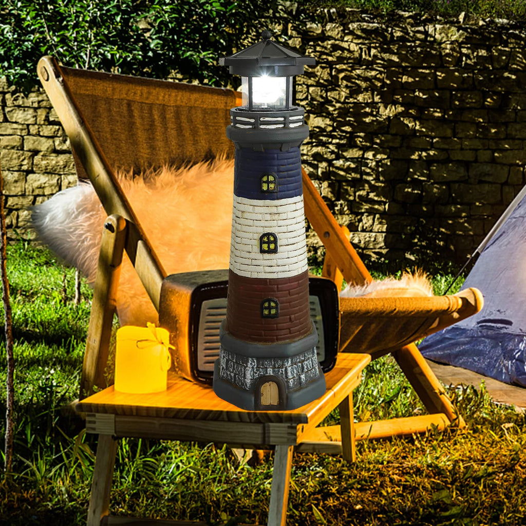 Solar Lighthouse Garden Lights Outdoor Waterproof Resin Statue Lamp L3943