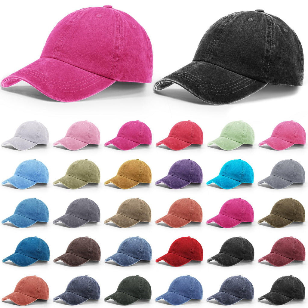 30 Pack Washed Denim Distressed Adjustable Cotton Baseball Cap I944771