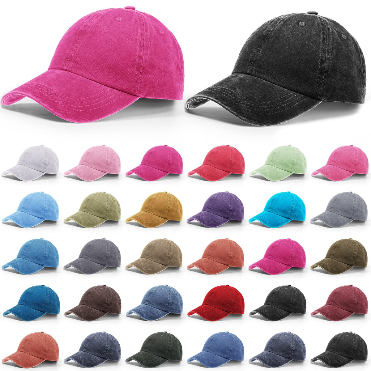 30 Pack Washed Denim Distressed Adjustable Cotton Baseball Cap I944771