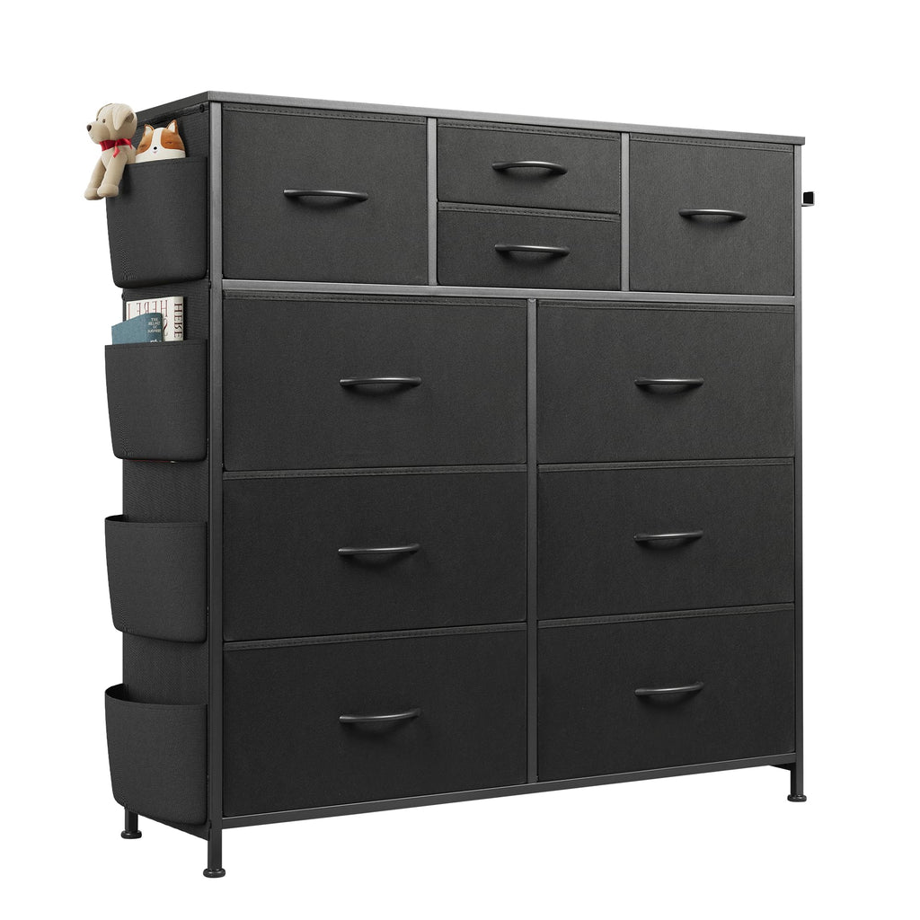 Black 10 Drawer Fabric Dresser W920