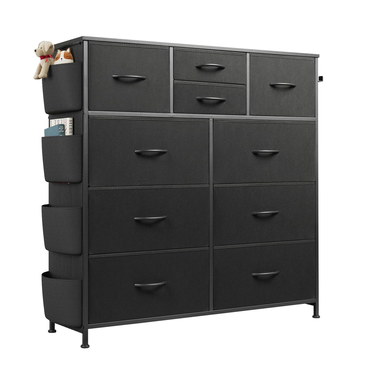 Black 10 Drawer Fabric Dresser W920