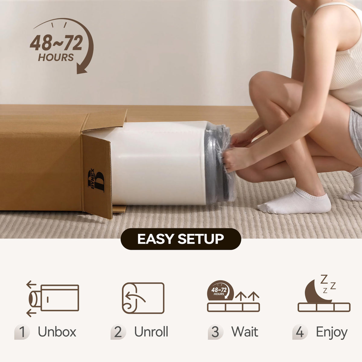 6 Inch Tri Fold Memory Foam Queen Mattress with Washable Cover J693