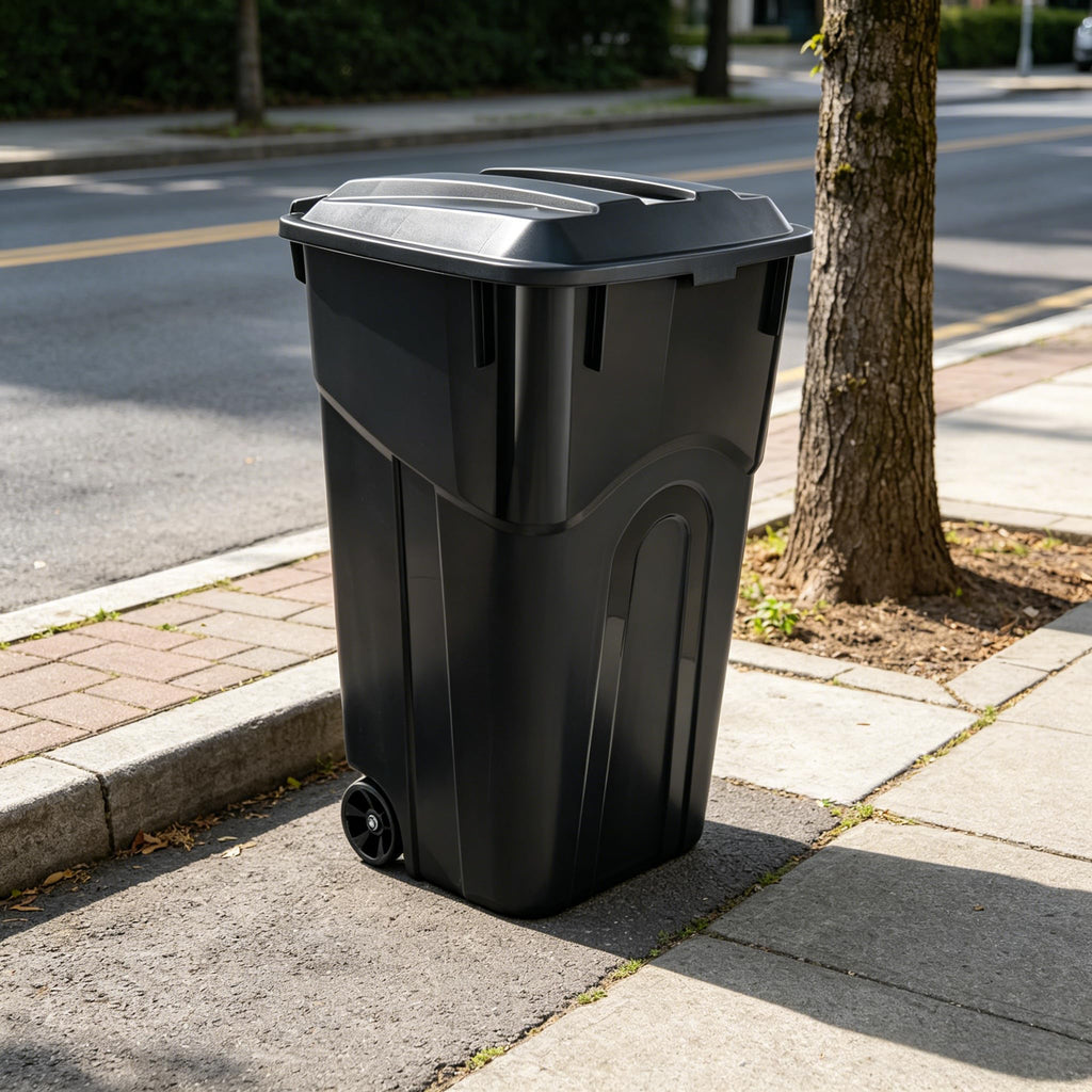 32 Gallon Wheeled Plastic Trash Can with Lid X92454