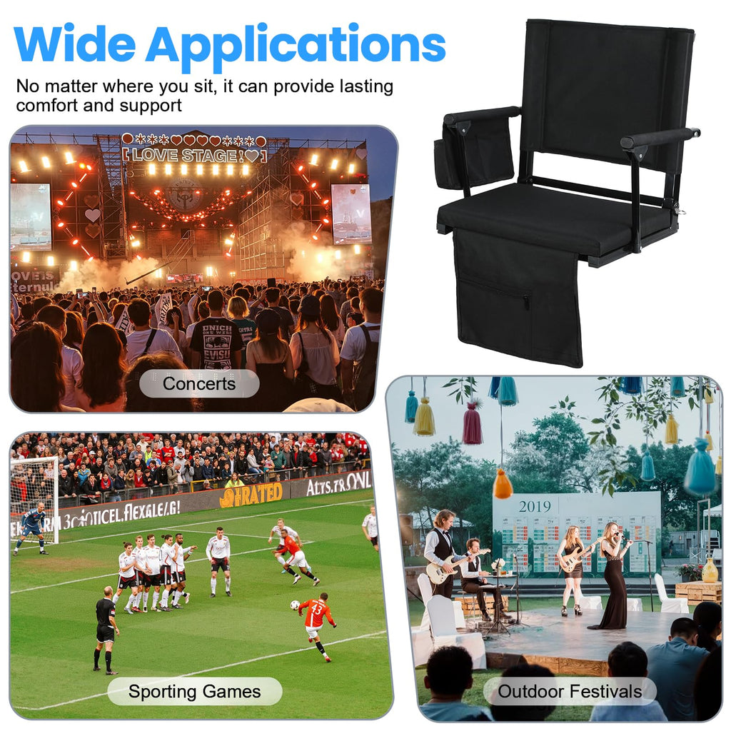 2 Pcs Folding Stadium Seat with Cup Holder F221