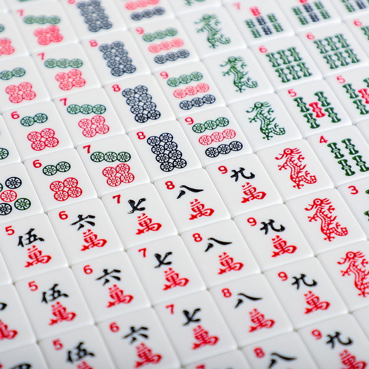 166 White Tiles Mahjong Set with Blue Carrying Bag T798