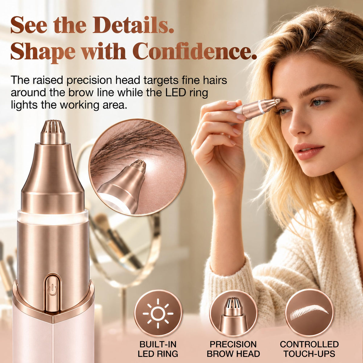 2 in 1 Electric Face Shaver with LED Light B771