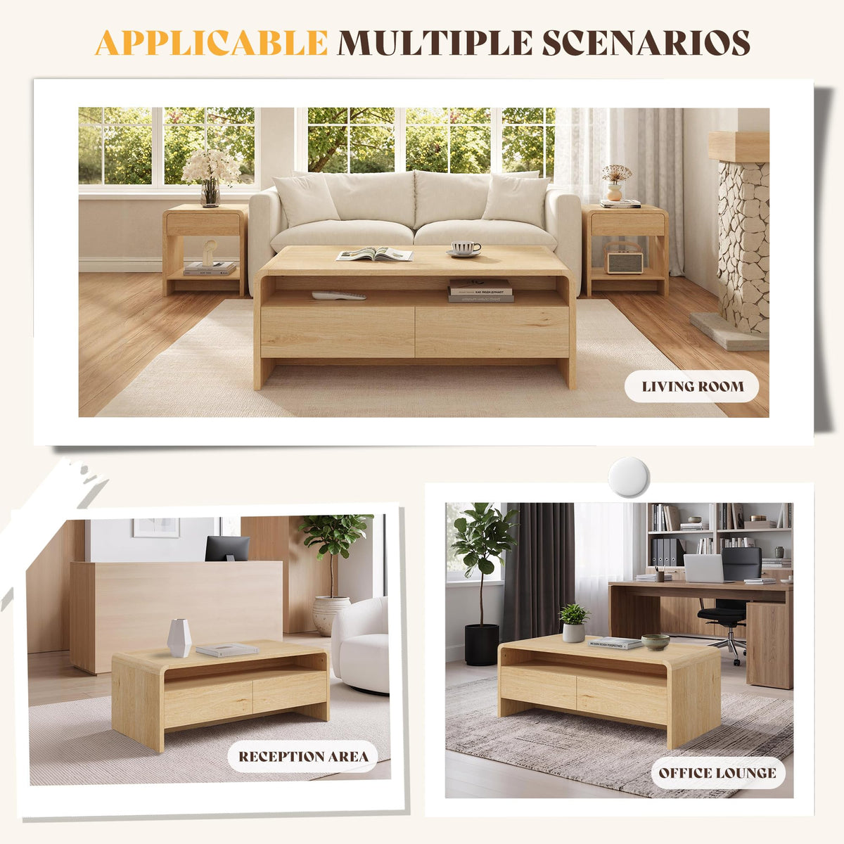 3-Piece Coffee Table Set with 2 End Tables U8187