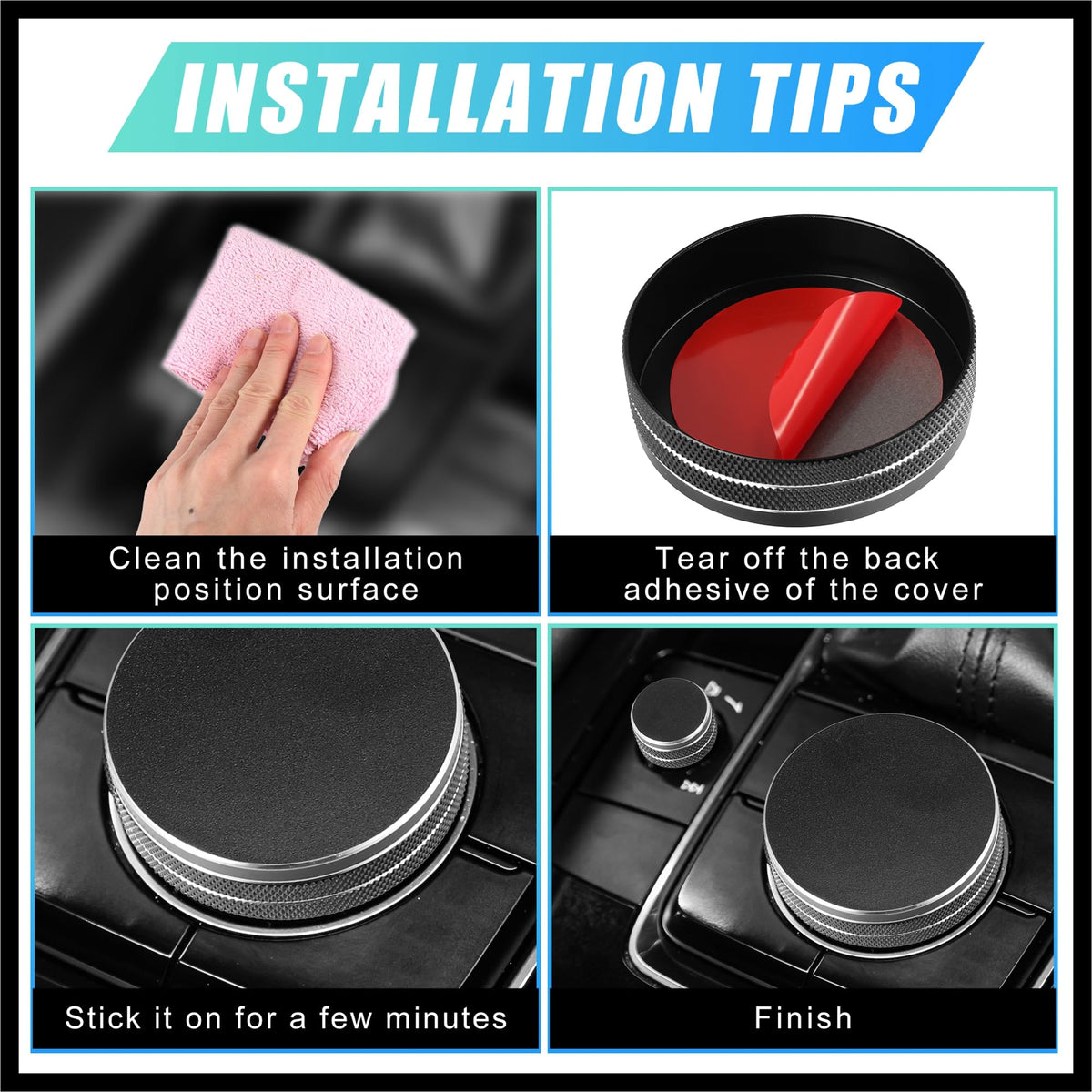 Black Multimedia Volume Knob Caps Decals Stickers Covers T2699