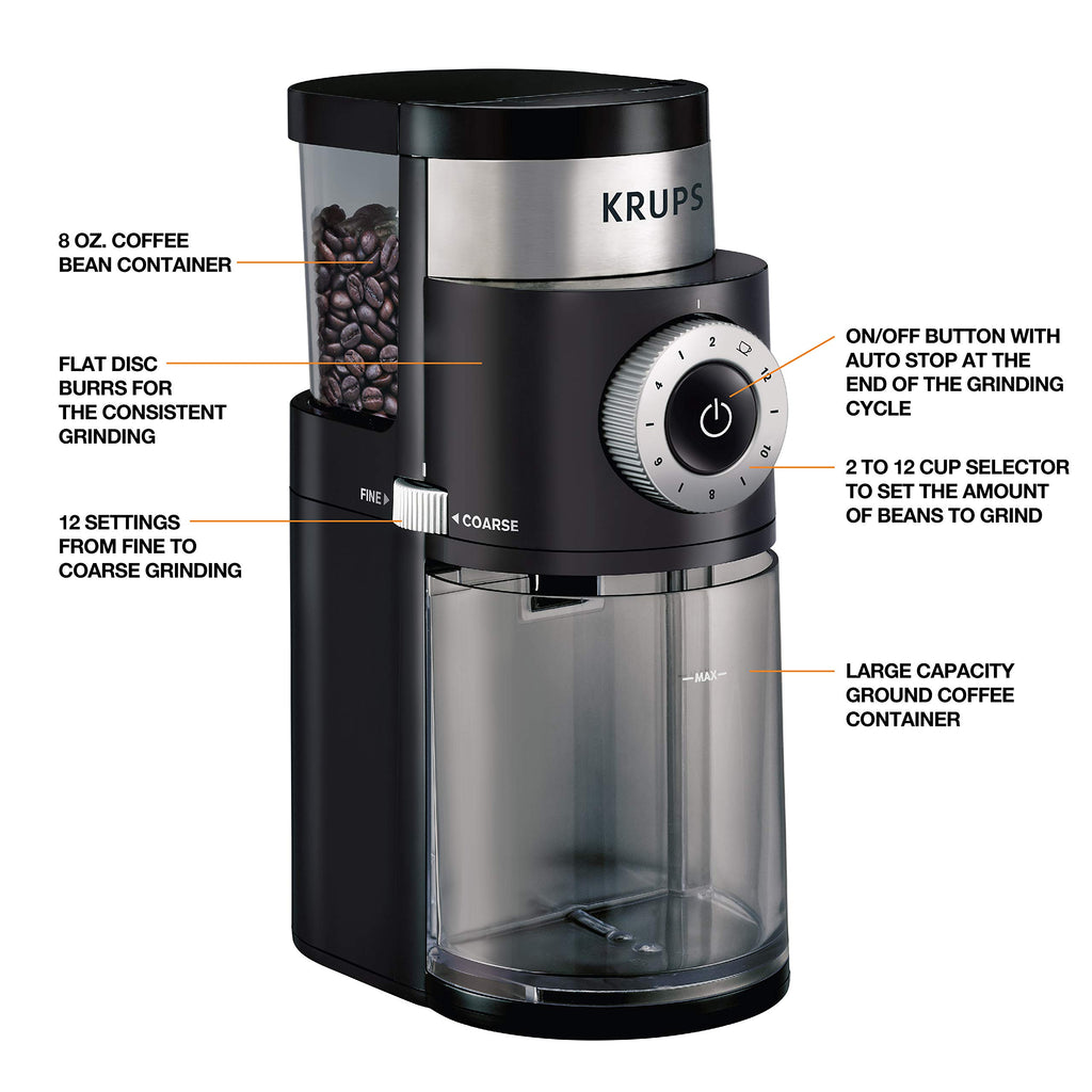 Burr Coffee Grinder 12 Settings 8 oz Stainless Steel N344