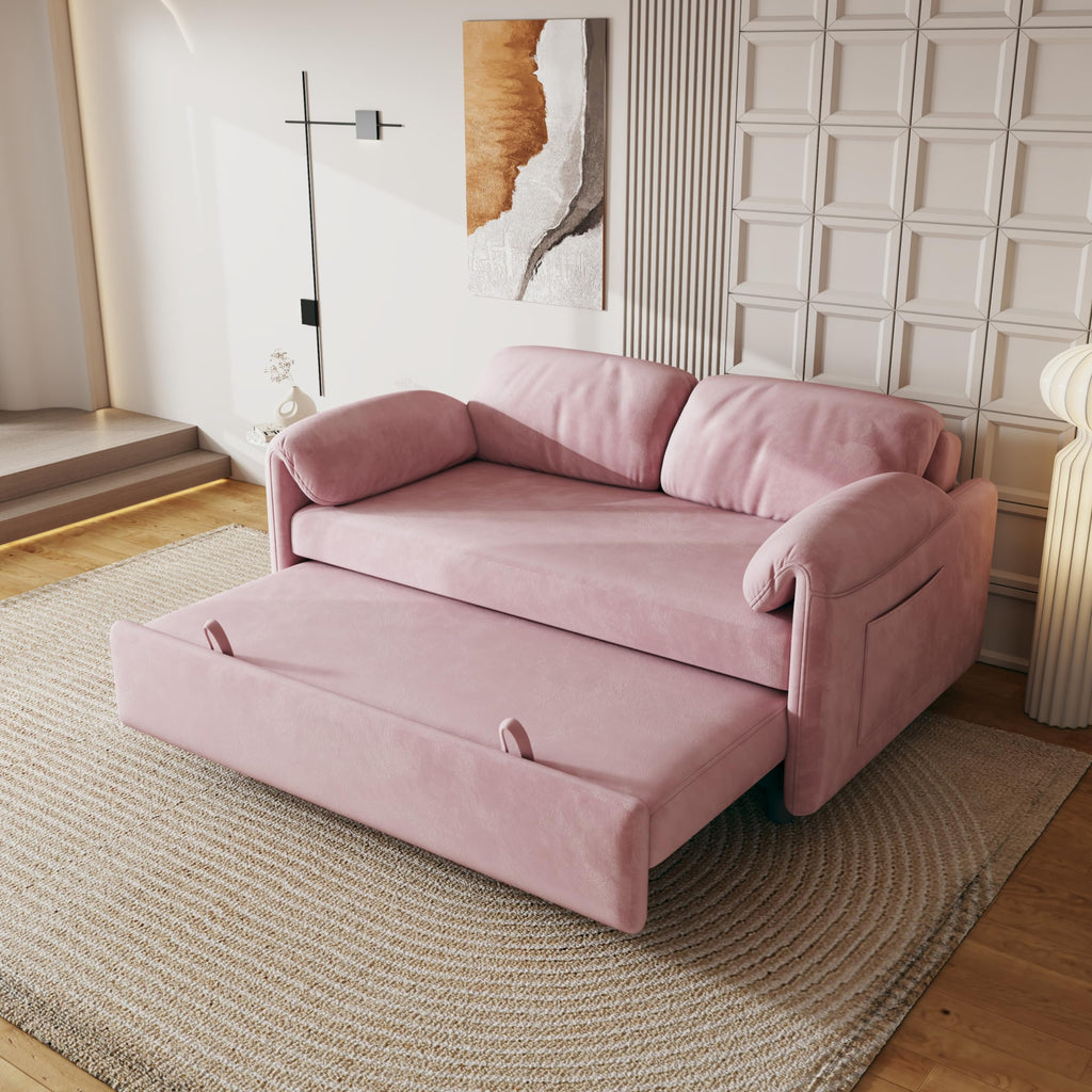 Pink Velvet 3 in 1 Convertible Sofa Bed P284841