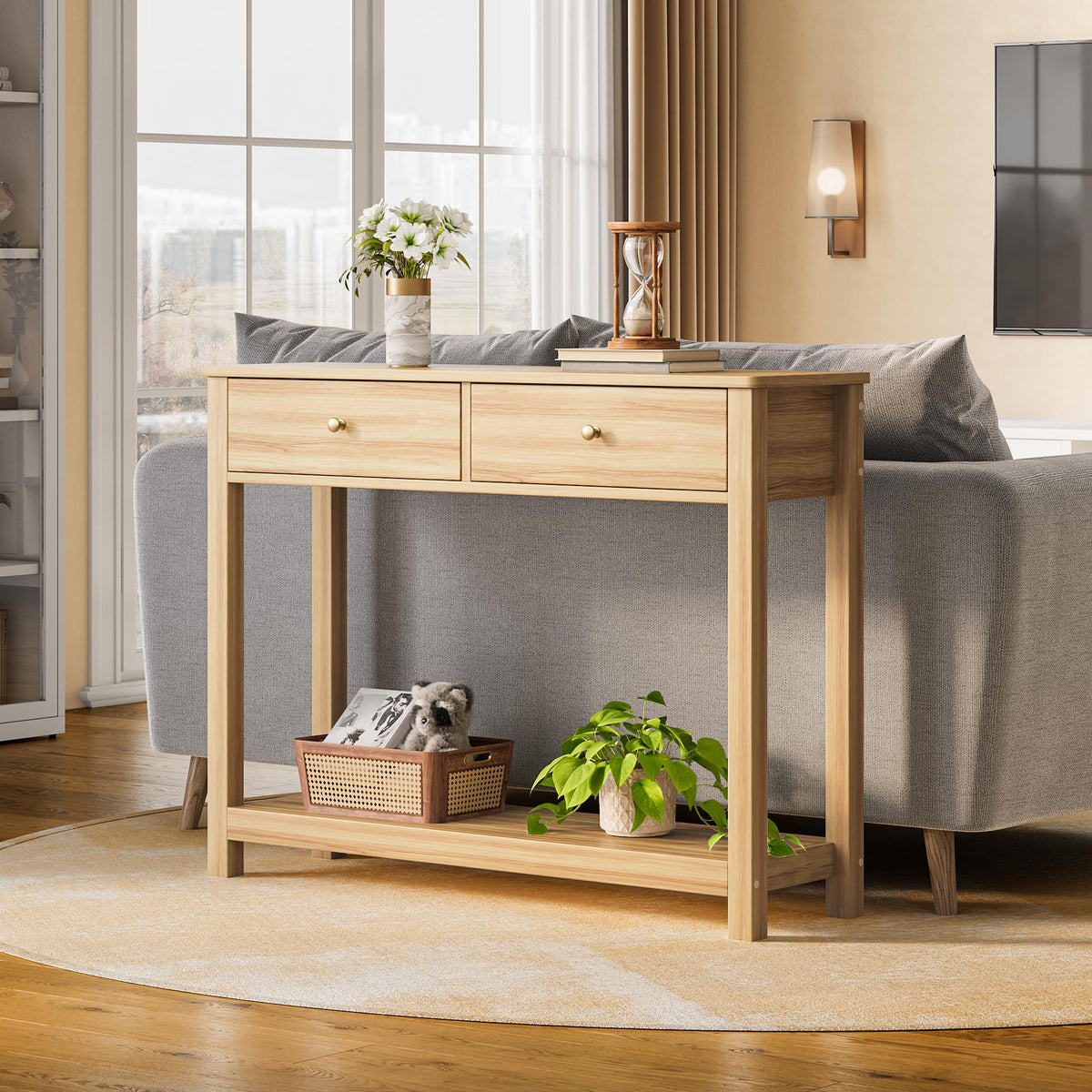 2 Drawer Oak Console Table L324556