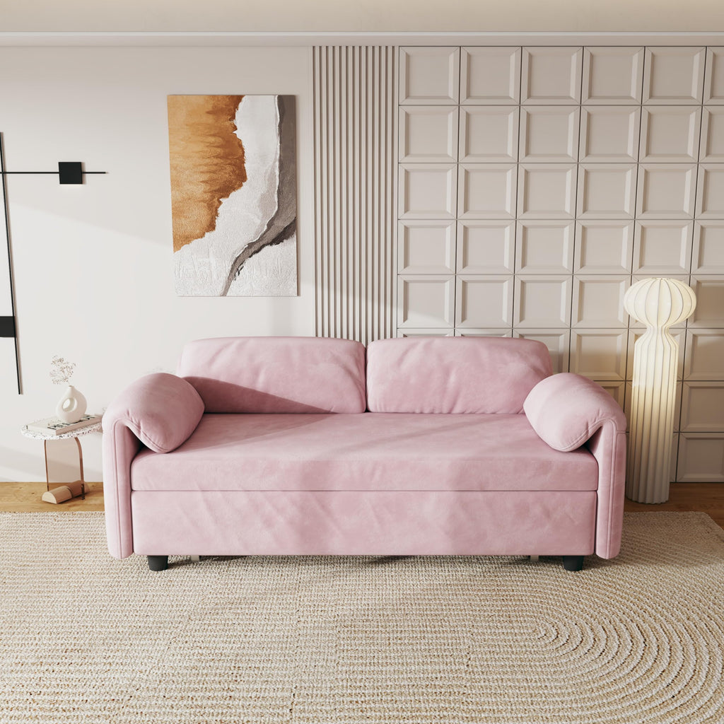 Pink Velvet 3 in 1 Convertible Sofa Bed P284841