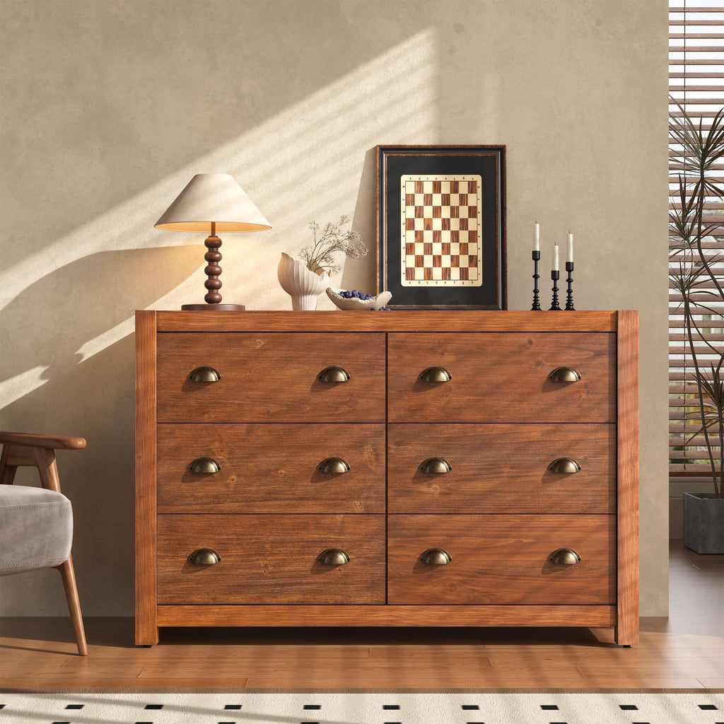 Vintage 6 Drawer Solid Wood Dresser L8086
