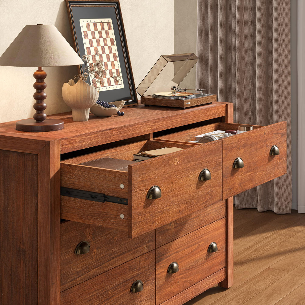 Vintage 6 Drawer Solid Wood Dresser L8086