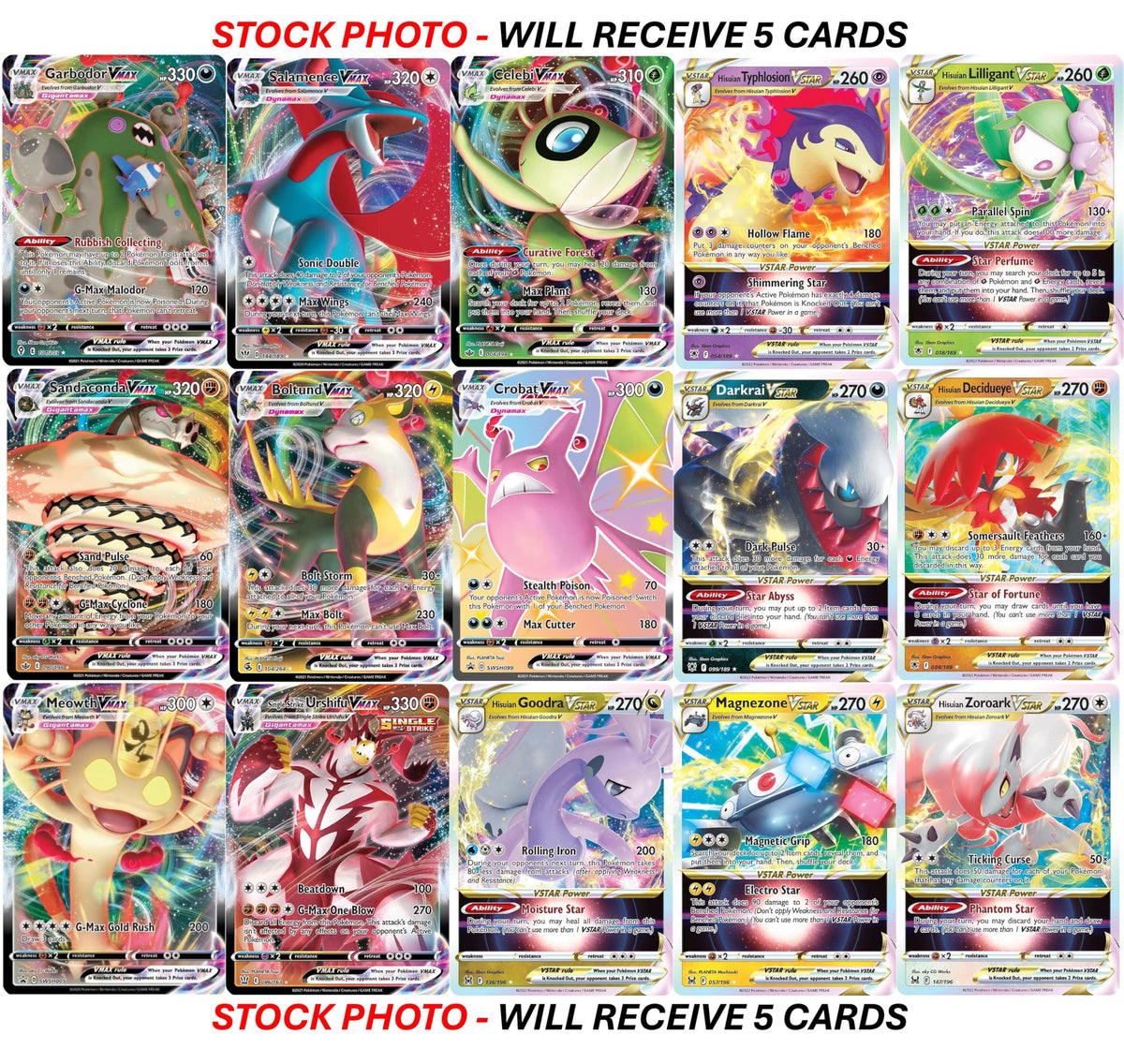 Pokemon 5 VMAX/VSTAR Card Lot Q6089